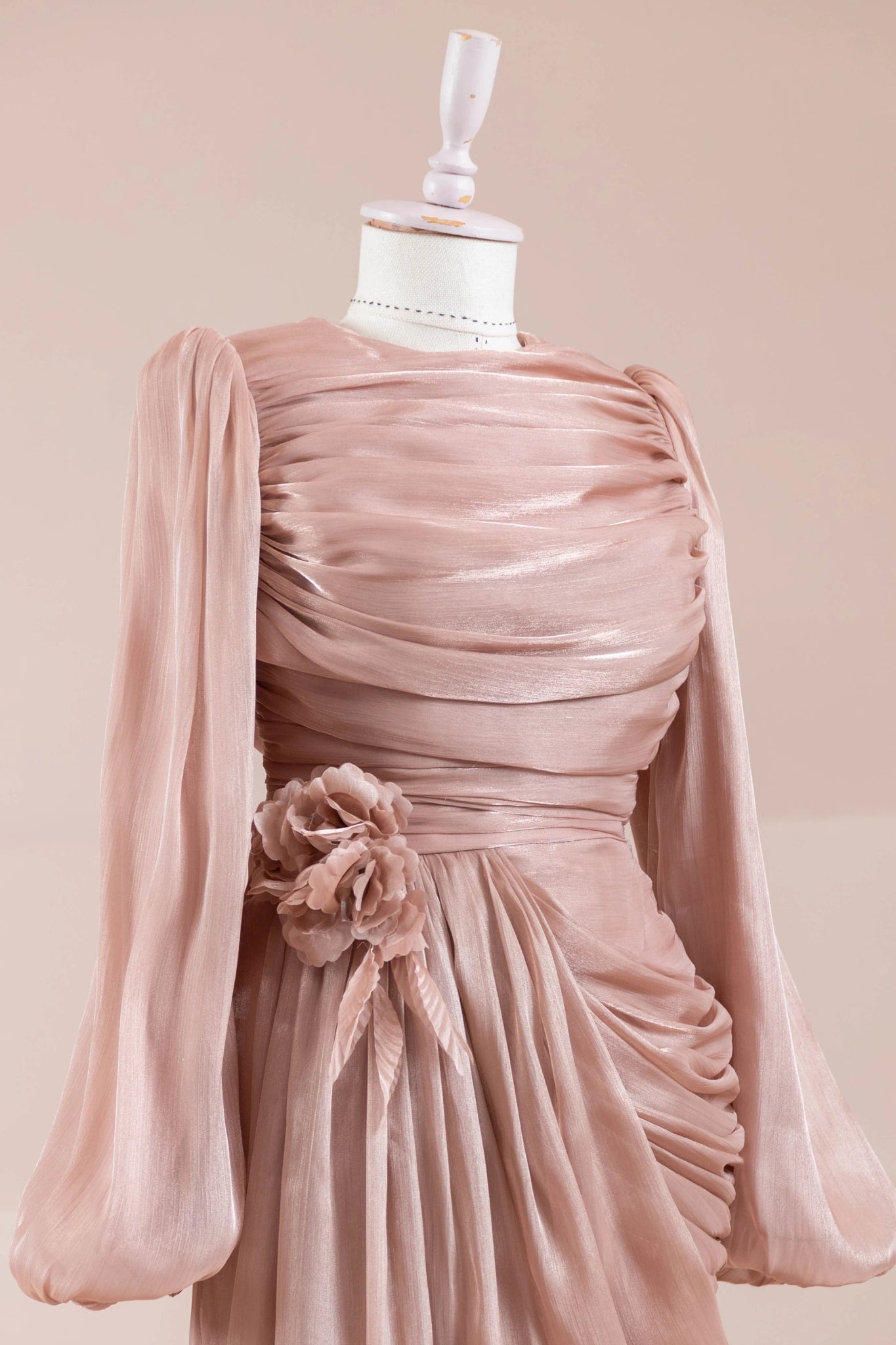 Çiçekli Lotus Tesettür Abiye - FioraofDress - tesettur - abiye - Somon - 38 - hijab - evening - dress