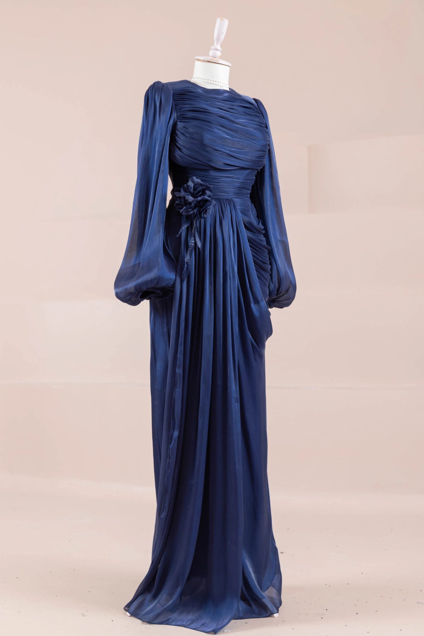 Çiçekli Lotus Tesettür Abiye - FioraofDress - tesettur - abiye - lacivert - 38 - hijab - evening - dress