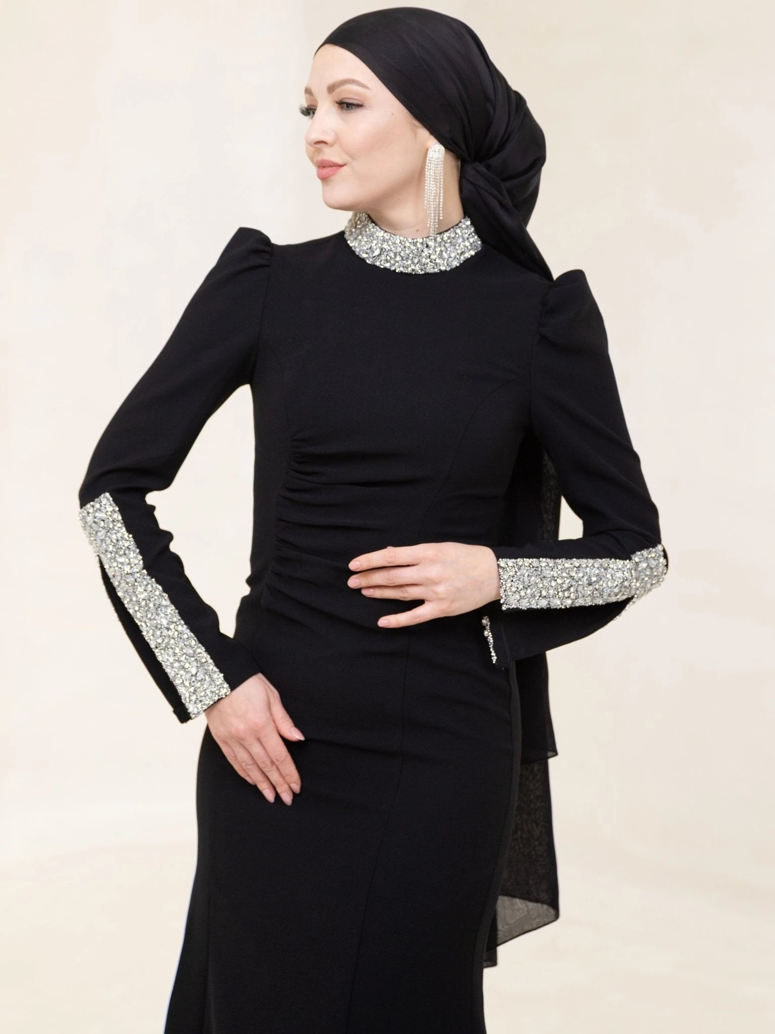 Clara Tesettür Abiye - FioraofDress - tesettur - abiye - 48 - Siyahh - hijab - evening - dress