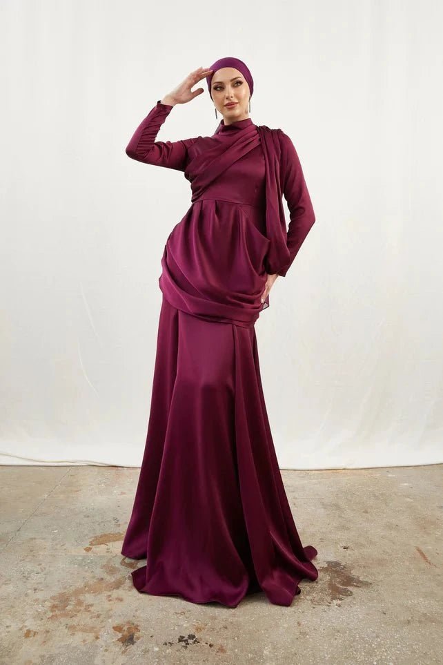 Damla Mürdüm Tesettür Abiye - FioraofDress - tesettur - abiye - 42 - Mürdüm - hijab - evening - dress