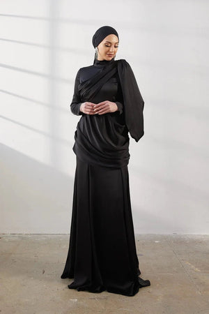 Damla Siyah Tesettür Abiye - FioraofDress - tesettur - abiye - 42 - SİYAH - hijab - evening - dress