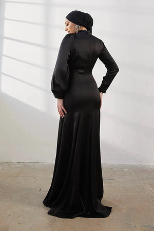 Damla Siyah Tesettür Abiye - FioraofDress - tesettur - abiye - 42 - SİYAH - hijab - evening - dress
