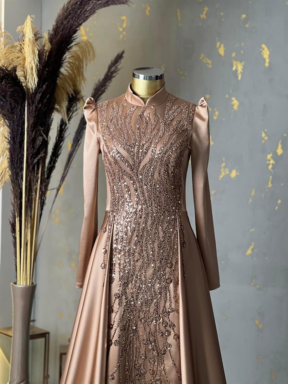 Damla Tesettür Abiye Bej - FioraofDress - tesettur - abiye - 48 - hijab - evening - dress
