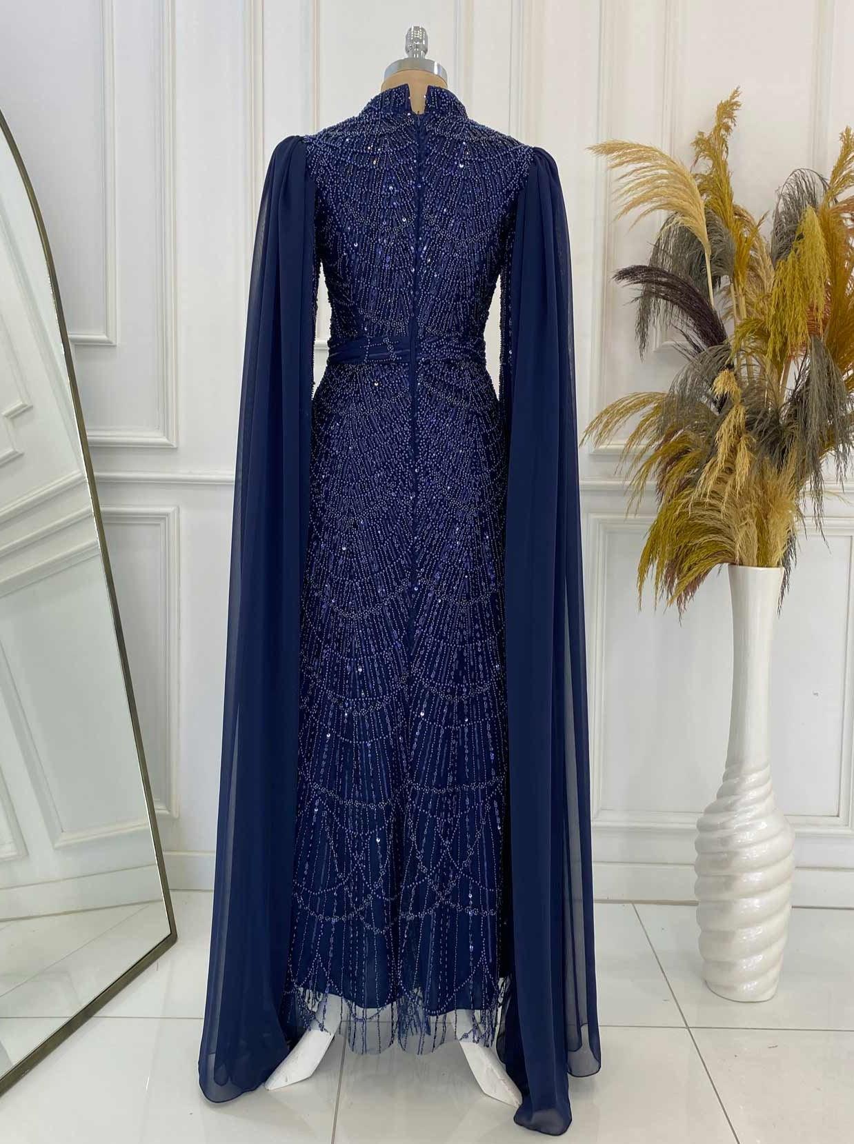 Devin Tesettür Abiye - FioraofDress - tesettur - abiye - 48 - lacivert - hijab - evening - dress