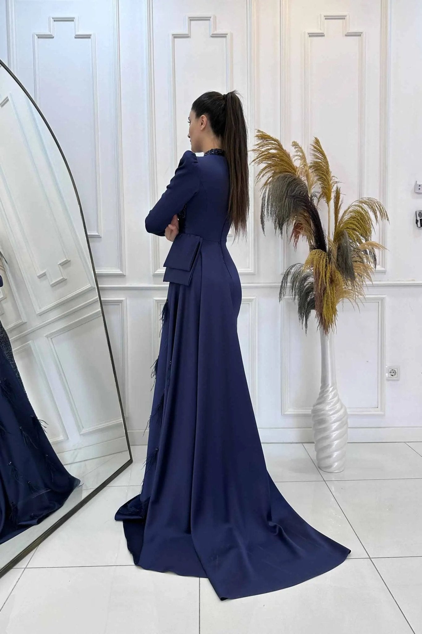 Dicle Tesettür Abiye - FioraofDress - tesettur - abiye - 48 - lacivert - hijab - evening - dress