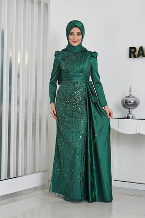 Dicle Tesettür Abiye - FioraofDress - tesettur - abiye - 48 - zümrüt - hijab - evening - dress