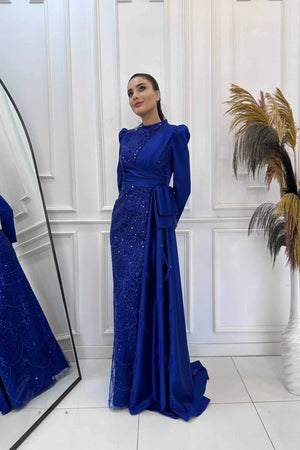 Dicle Tesettür Abiye - FioraofDress - tesettur - abiye - 48 - SAX - hijab - evening - dress