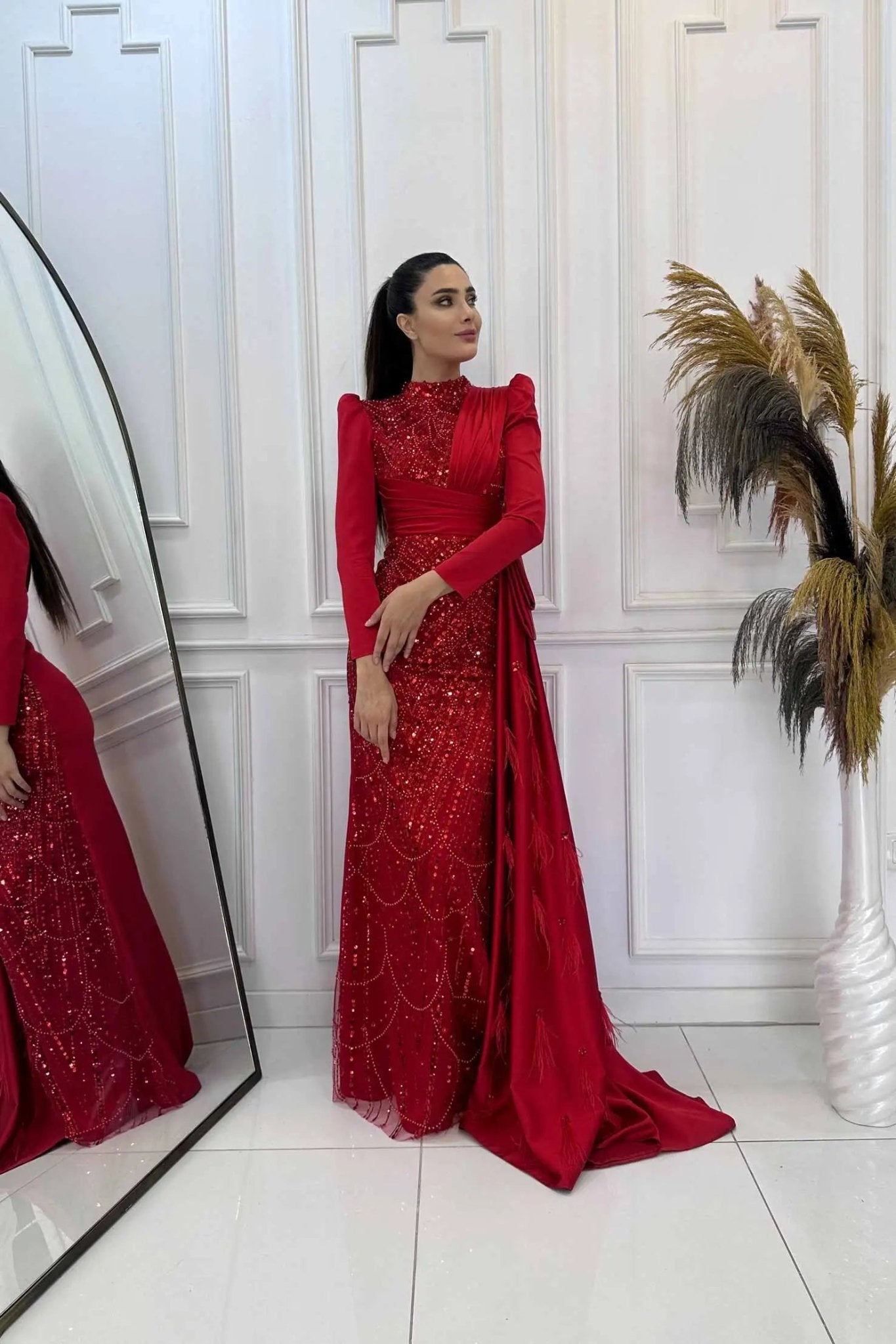 Dicle Tesettür Abiye - FioraofDress - tesettur - abiye - 48 - Kırmızı - hijab - evening - dress