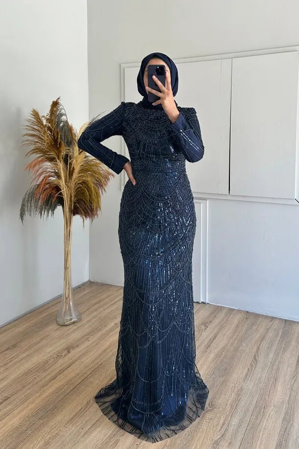 Diva Tesettür Abiye - FioraofDress - tesettur - abiye - LACİVERT - 36 - hijab - evening - dress