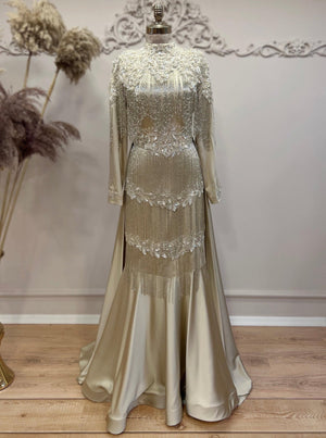 Elegance Tesettür Abiye Gold - FioraofDress - tesettur - abiye - 50 - GOLD - hijab - evening - dress