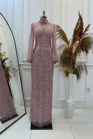Ella Tesettür Abiye - FioraofDress - tesettur - abiye - Pudra - 38 - hijab - evening - dress