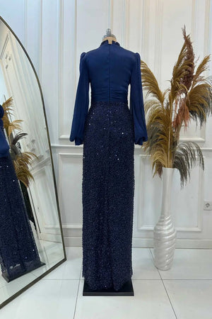 Ella Tesettür Abiye - FioraofDress - tesettur - abiye - lacivert - 38 - hijab - evening - dress