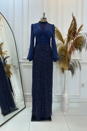 Ella Tesettür Abiye - FioraofDress - tesettur - abiye - lacivert - 38 - hijab - evening - dress