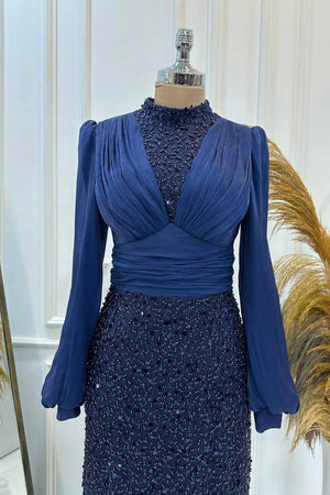 Ella Tesettür Abiye - FioraofDress - tesettur - abiye - lacivert - 38 - hijab - evening - dress