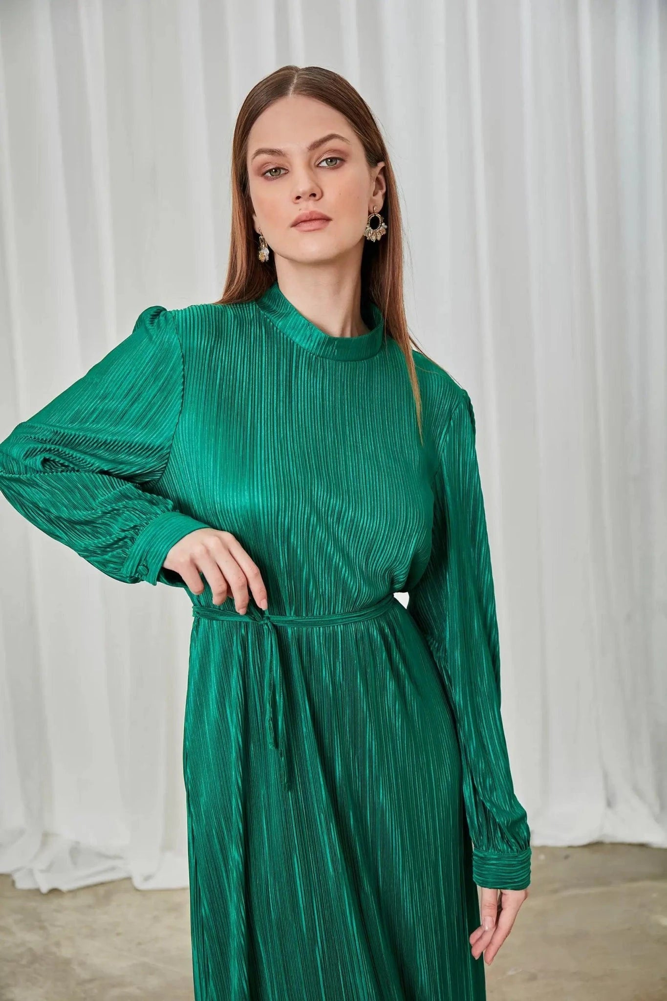 Elvis Abiye - FioraofDress - tesettur - abiye - 42 - Yağı Yeşil - hijab - evening - dress