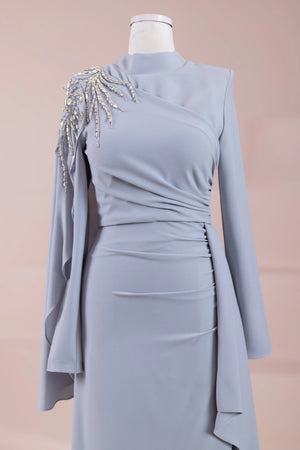 Enva Tesetür Abiye - FioraofDress - tesettur - abiye - GRİ - 38 - hijab - evening - dress