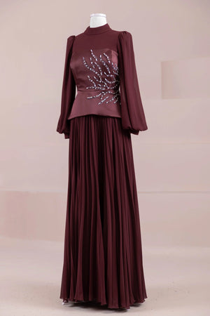 Eyla Tesettür Abiye - FioraofDress - tesettur - abiye - bery burgundy - 36 - hijab - evening - dress