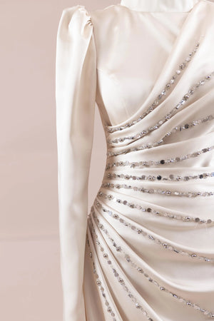 Faris Tesettür Abiye - FioraofDress - tesettur - abiye - krem - 38 - hijab - evening - dress