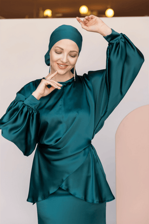 Felicita Tesettür Abiye - FioraofDress - tesettur - abiye - 44 - Yağı Yeşil - hijab - evening - dress