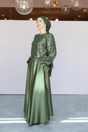 Ferce Tesettür Abiye - FioraofDress - tesettur - abiye - 44 - haki - hijab - evening - dress