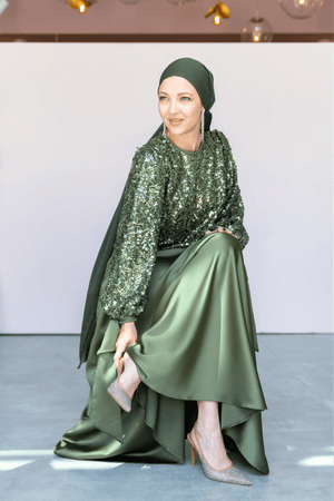 Ferce Tesettür Abiye - FioraofDress - tesettur - abiye - 44 - haki - hijab - evening - dress