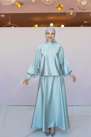 Fiona Tesettür Takım - FioraofDress - tesettur - abiye - 44 - Su Yeşili - hijab - evening - dress