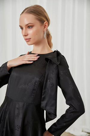 Fiyonk Detaylı Saten Abiye - FioraofDress - tesettur - abiye - 40 - Beyaz - hijab - evening - dress