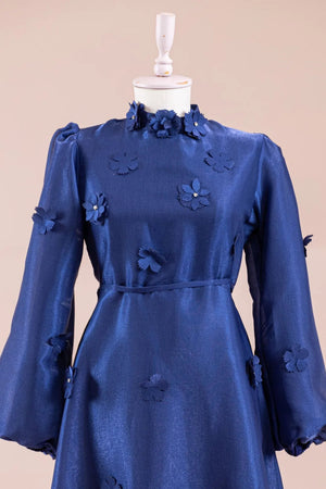 Flowers Tesettür Abiye - FioraofDress - tesettur - abiye - Lacivert - 36 - hijab - evening - dress