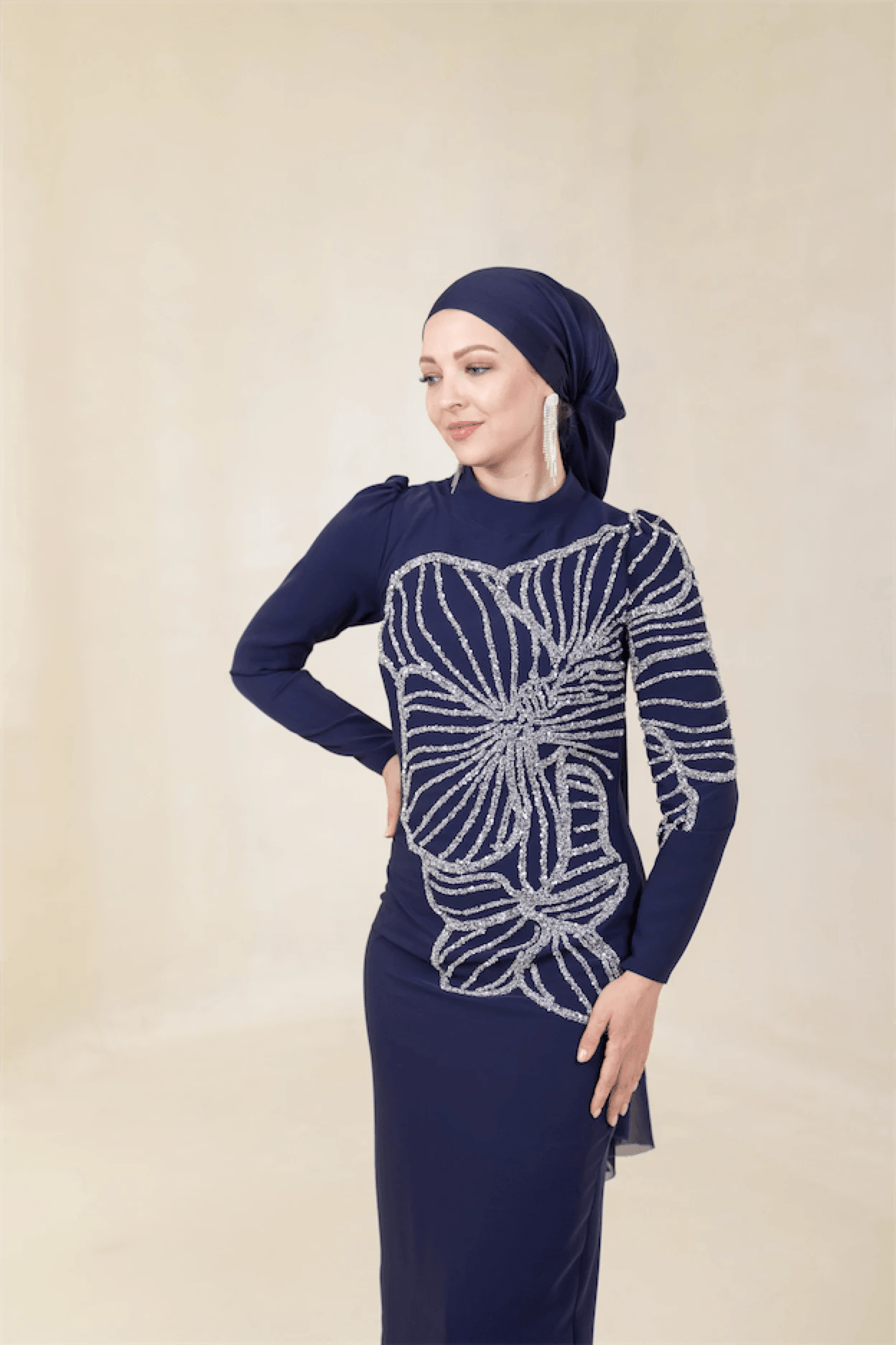Gaia Tesettür Abiye - FioraofDress - tesettur - abiye - 48 - lacivert - hijab - evening - dress