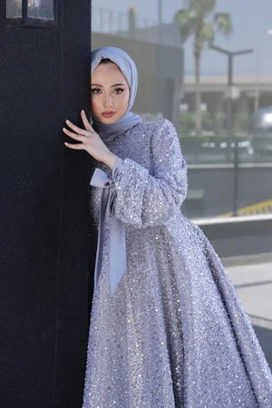 Gelincik Tesettür Abiye - FioraofDress - tesettur - abiye - 48 - gri - hijab - evening - dress