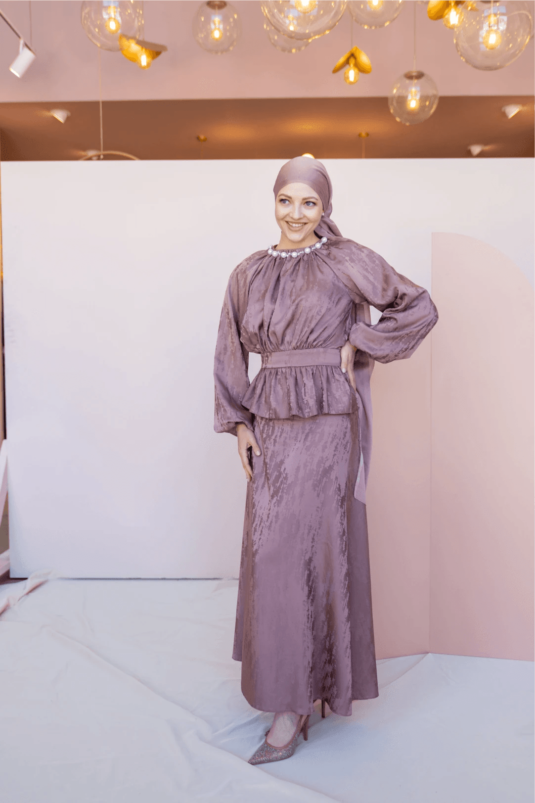 Grazia Tesettür Takım - FioraofDress - tesettur - abiye - 44 - Pudra - hijab - evening - dress