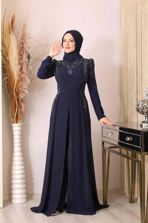 Güneş Tulum Abiye - FioraofDress - tesettur - abiye - lacivert - 48 - hijab - evening - dress