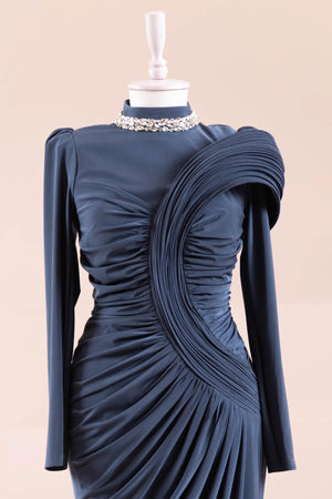 Hailey Tesettür Abiye - FioraofDress - tesettur - abiye - İndigo - 38 - hijab - evening - dress