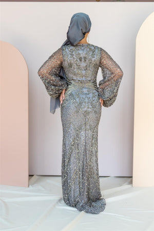 Handmade Embroidered AH1020 - FioraofDress - tesettur - abiye - 48 - hijab - evening - dress