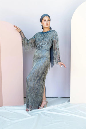 Handmade Embroidered AH1021 - FioraofDress - tesettur - abiye - 48 - hijab - evening - dress