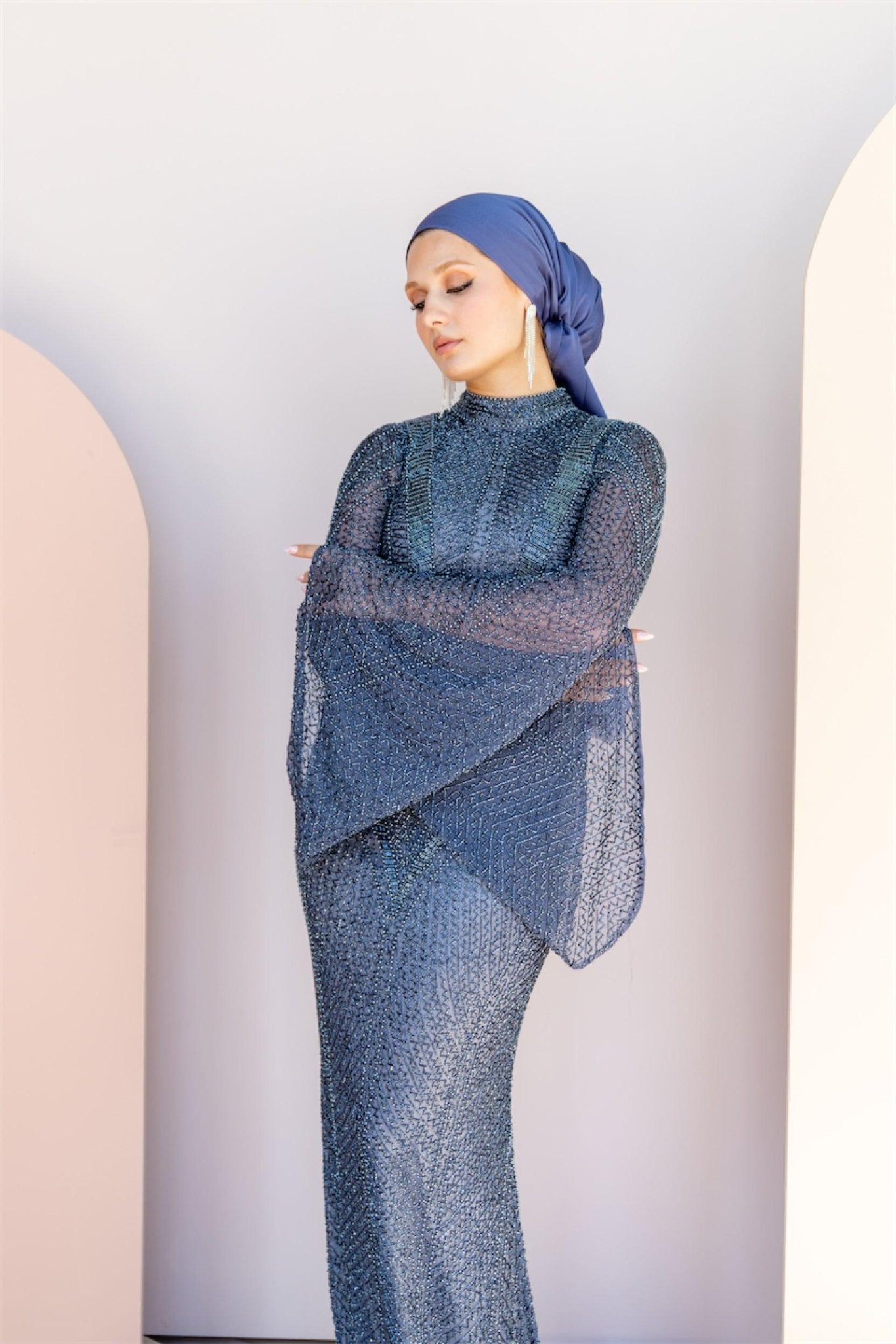 Handmade Embroidered AH1025 - FioraofDress - tesettur - abiye - 48 - hijab - evening - dress