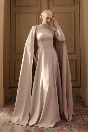 Hanzade Taşlı Tesettür Abiye - FioraofDress - tesettur - abiye - 36 - Morr - hijab - evening - dress