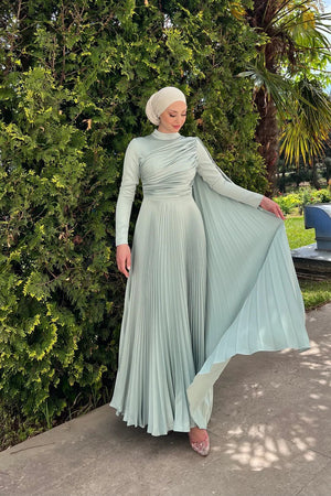 Hesna Tesettür Abiye - FioraofDress - tesettur - abiye - 44 - Su Yeşili - hijab - evening - dress