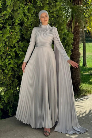 Hesna Tesettür Abiye - FioraofDress - tesettur - abiye - 44 - GRİ - hijab - evening - dress