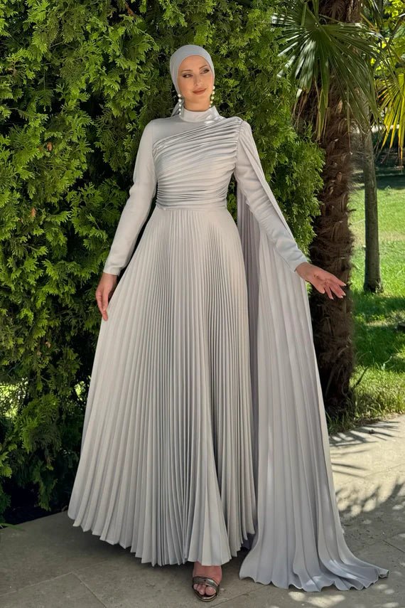 Hesna Tesettür Abiye - FioraofDress - tesettur - abiye - 44 - GRİ - hijab - evening - dress
