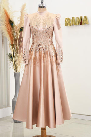 Holly Tesettür Abiye - FioraofDress - tesettur - abiye - rose - 38 - hijab - evening - dress