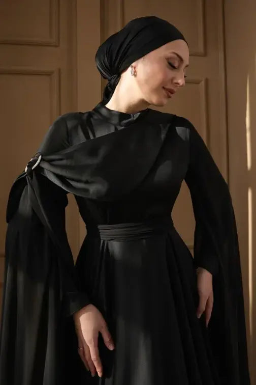 Melisa Stone-Embellished Modest Evening Dress