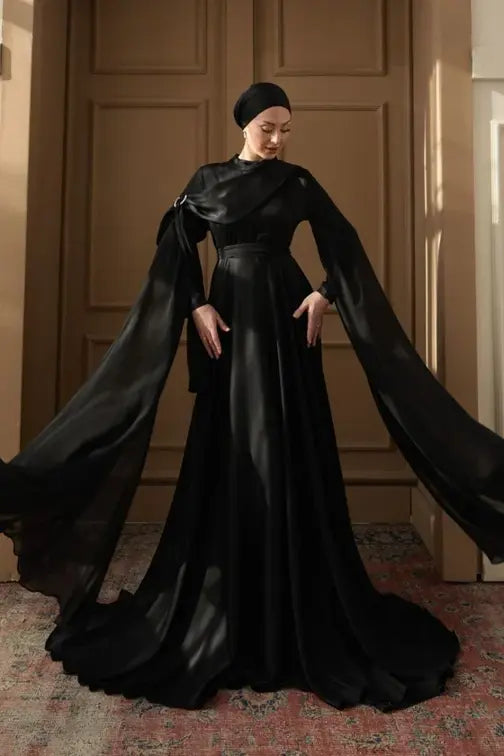 Melisa Stone-Embellished Modest Evening Dress