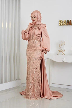 İncila Tesettür Abiye - FioraofDress - tesettur - abiye - 48 - rose - hijab - evening - dress