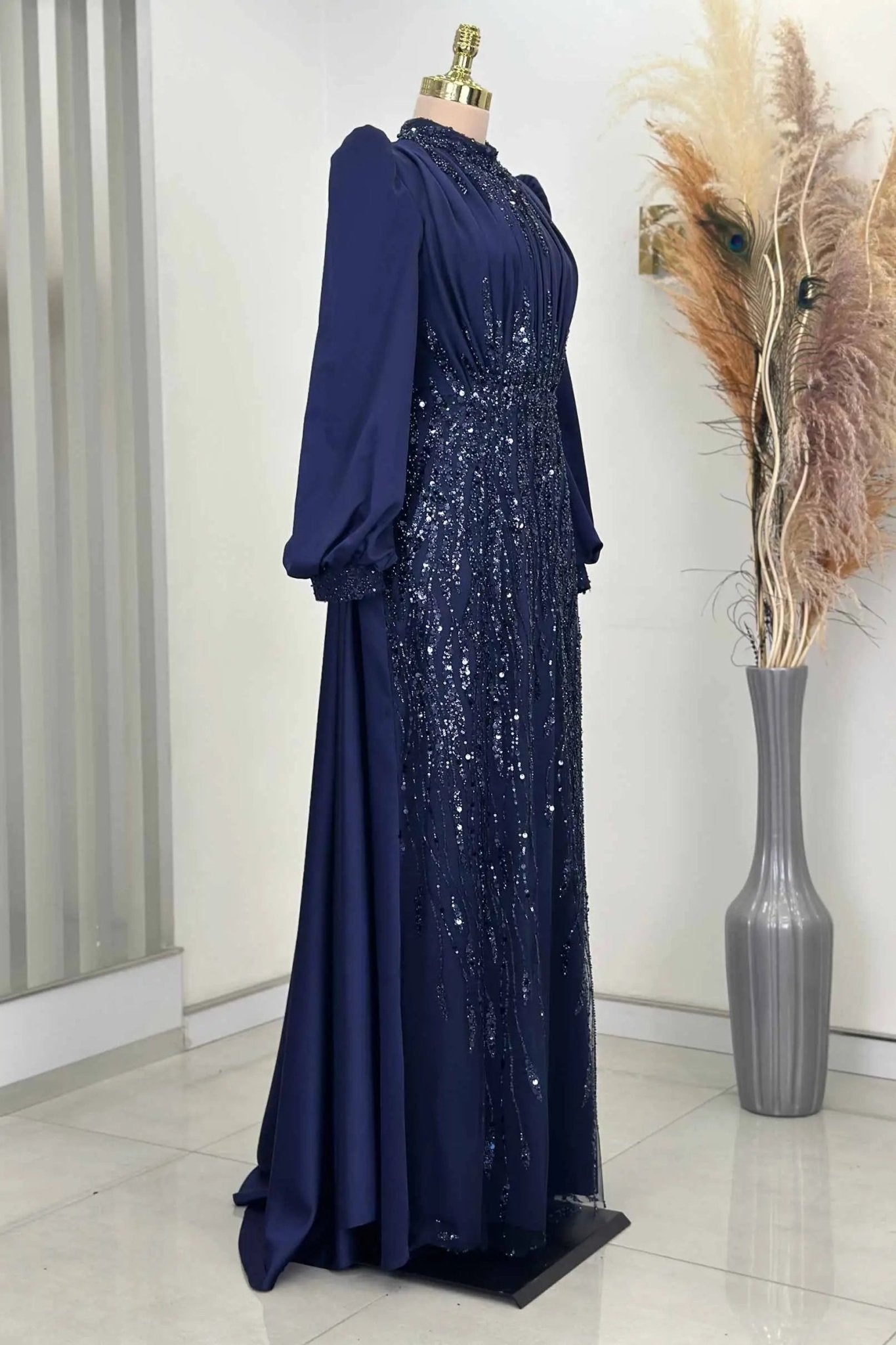 İncilay Tesettür Abiye - FioraofDress - tesettur - abiye - LACİVERT - 38 - hijab - evening - dress