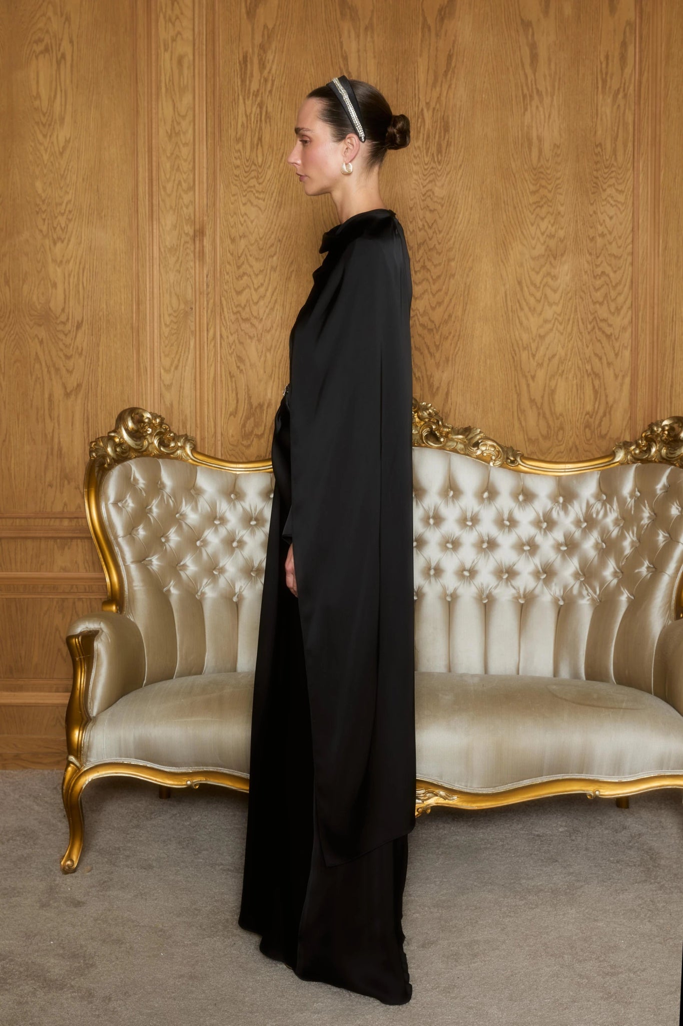 İsalle Bel Pileli Broşlu Tesettür Elbise - FioraofDress - tesettur - abiye - SİYAH - 36 - hijab - evening - dress