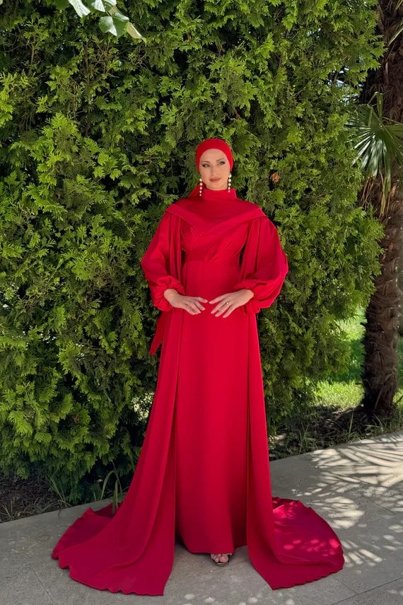 Işıl Tesettür Abiye - FioraofDress - tesettur - abiye - KIRMIZI - 36 - hijab - evening - dress