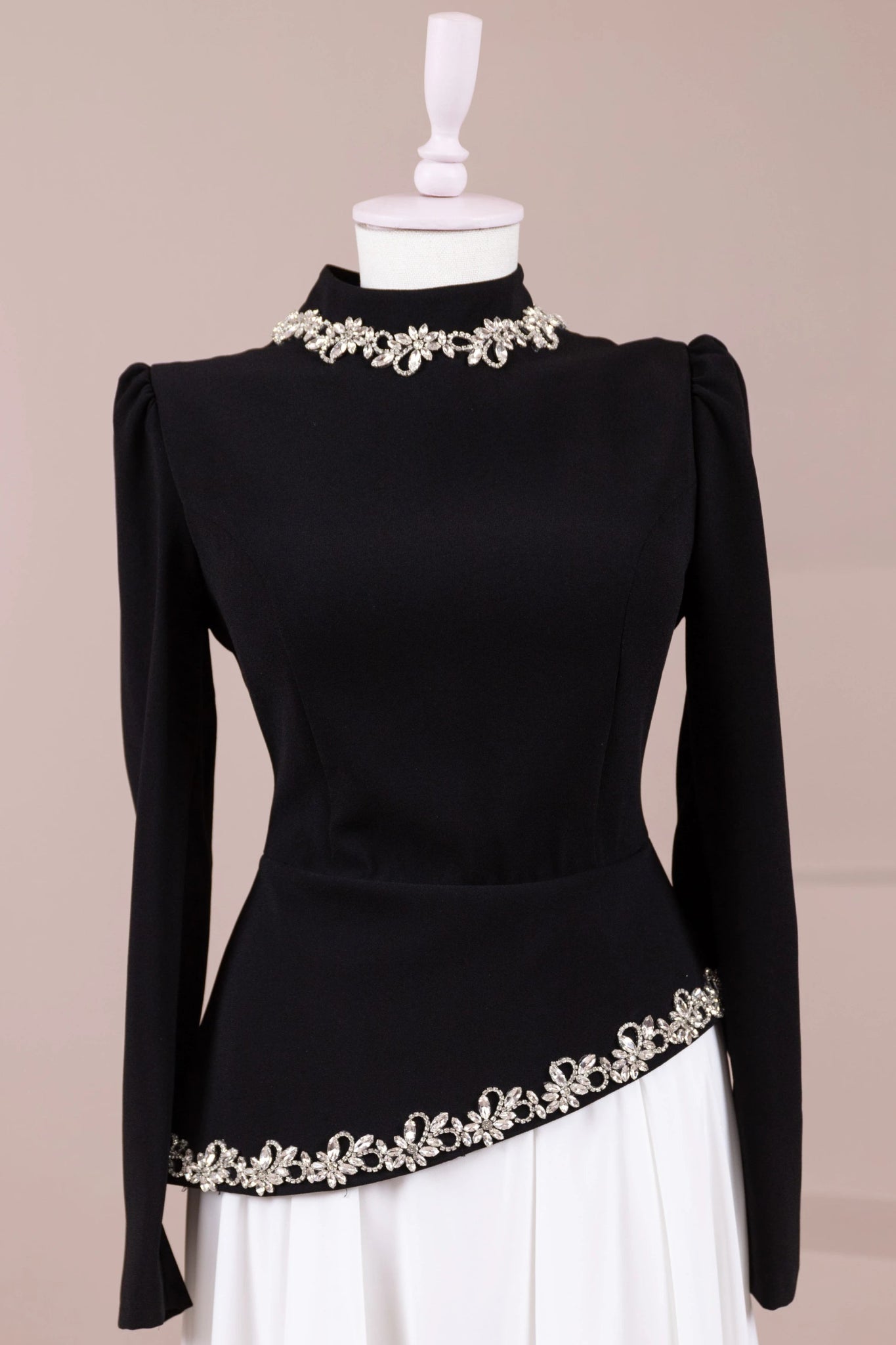 Jamila Tesettür Abiye - FioraofDress - tesettur - abiye - Siyah Beyaz - 38 - hijab - evening - dress