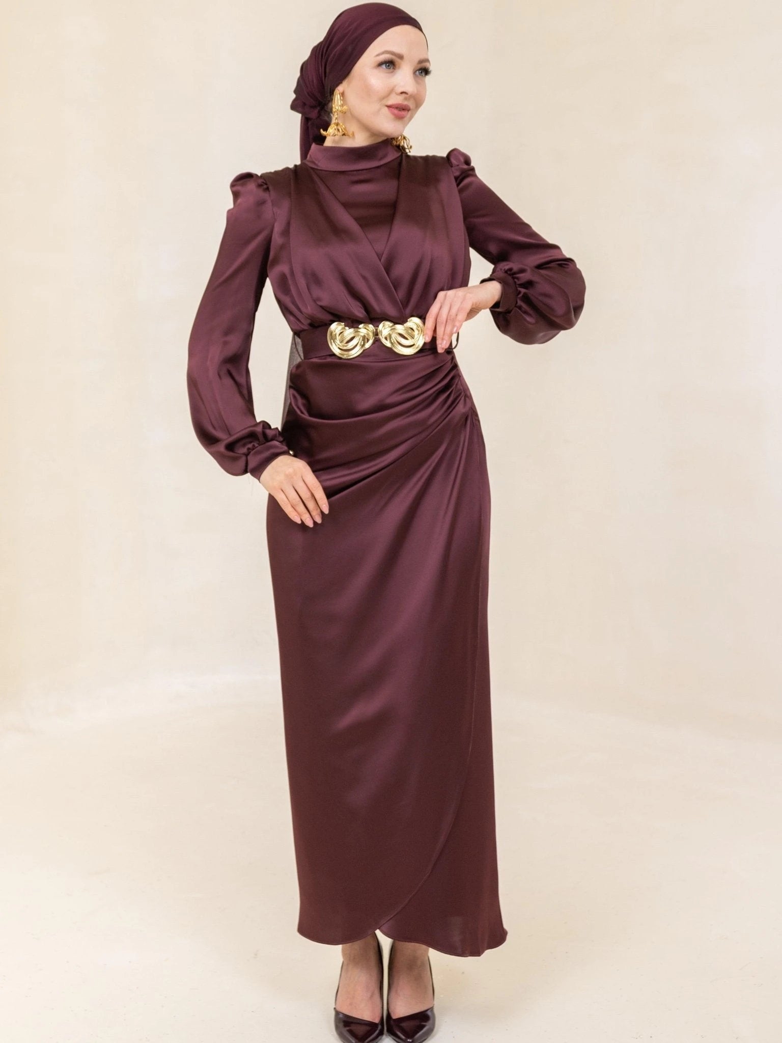 Kamer Tesettür Abiye - FioraofDress - tesettur - abiye - 44 - BORDO - hijab - evening - dress