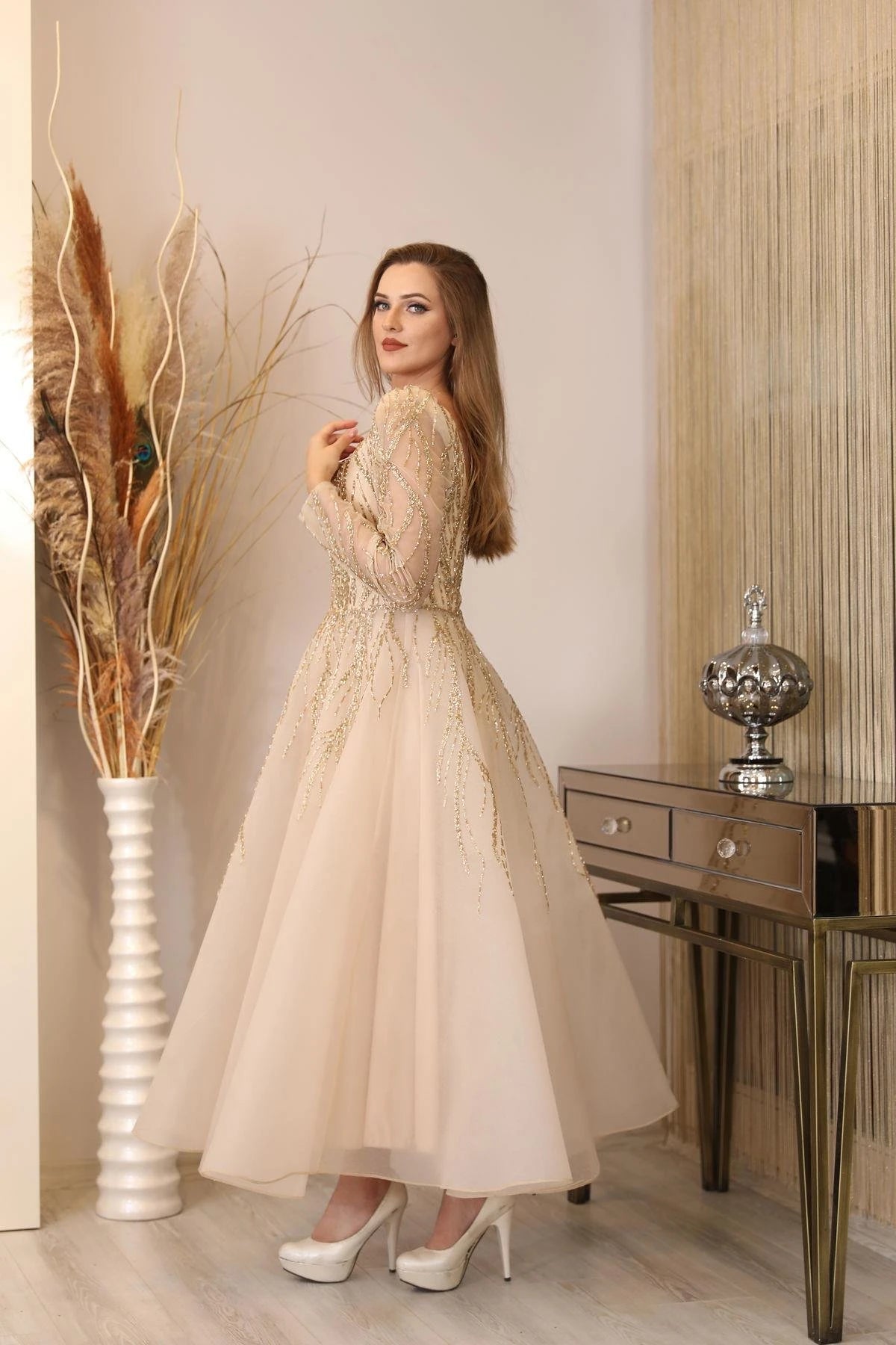 Karmen Tesettür Abiye - FioraofDress - tesettur - abiye - GOLD - 38 - hijab - evening - dress